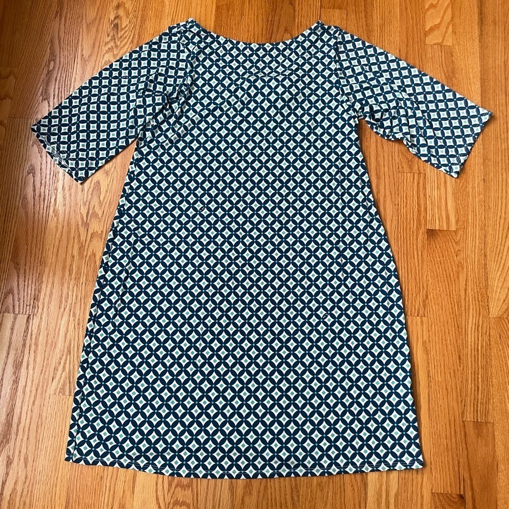 NWT! Leota Blue Geometric 3/4 Sleeve Dress